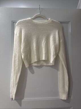 Blush Cream Cropped Crew Sweater